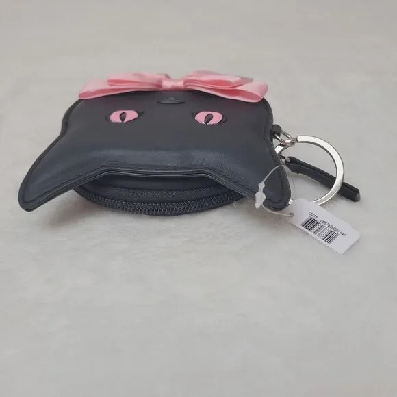 BBW Black Cat with Pink Bow Coin Purse Wallet Key Ring Zip Top New Out of Stock - Picture 4 of 8